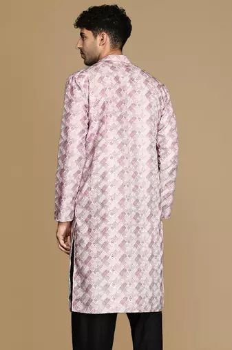 Unleash your style with men's rust printed trendy fusion wear kurta by sanwara