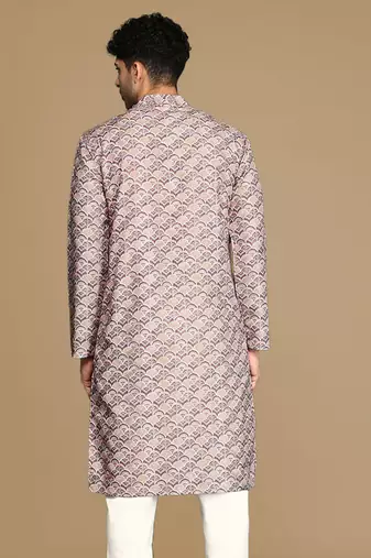 Unleash your style with men's brown printed trendy fusion wear kurta by sanwara