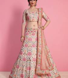 peach and pink embroidered art silk blouse with dupatta