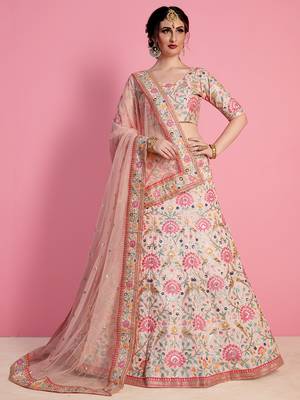 peach and pink embroidered art silk blouse with dupatta 2