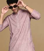Unleash your style with men's rust printed with sequins touch up trendy fusion wear kurta by sanwara