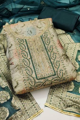 Multi color hand work work viscos unstitched chudidar dress material - mrfc11378a