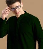 Sanwara men's cotton deep green chikankari designer trendy kurta