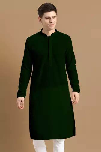 Sanwara men's cotton deep green chikankari designer trendy kurta