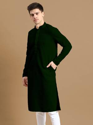 Sanwara men's cotton deep green chikankari designer trendy kurta 3