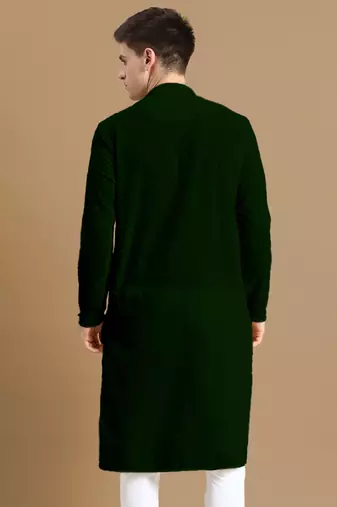 Sanwara men's cotton deep green chikankari designer trendy kurta