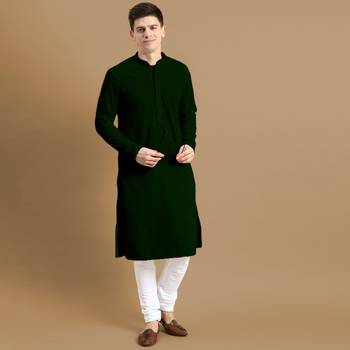 Sanwara men's cotton deep green chikankari designer trendy kurta 5