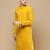 Stylish mustard chikankari with sequins cotton kurta for men by sanwara