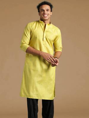 Sanwara men's cotton mehandi green color stylish solid casual kurta 2