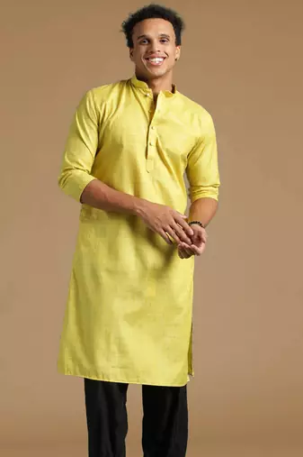 Sanwara men's cotton mehandi green color stylish solid casual kurta