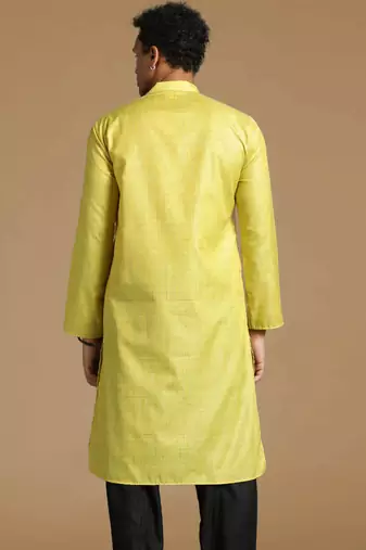 Sanwara men's cotton mehandi green color stylish solid casual kurta