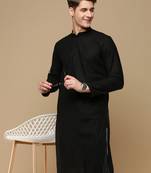 Unleash your style with men's black chikankari designer kurta by sanwara