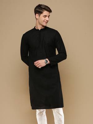 Unleash your style with men's black chikankari designer kurta by sanwara 2