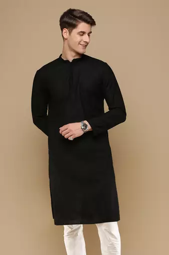Unleash your style with men's black chikankari designer kurta by sanwara