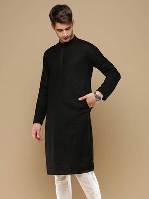 Unleash your style with men's black chikankari designer kurta by sanwara 3
