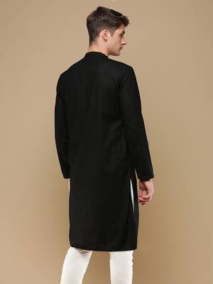 Unleash your style with men's black chikankari designer kurta by sanwara 4