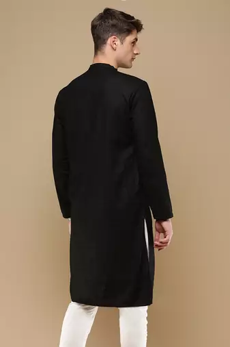 Unleash your style with men's black chikankari designer kurta by sanwara