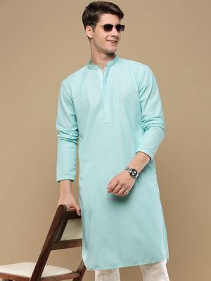 Unleash your style with men's sea green chikankari designer kurta by sanwara 1