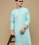 Unleash your style with men's sea green chikankari designer kurta by sanwara