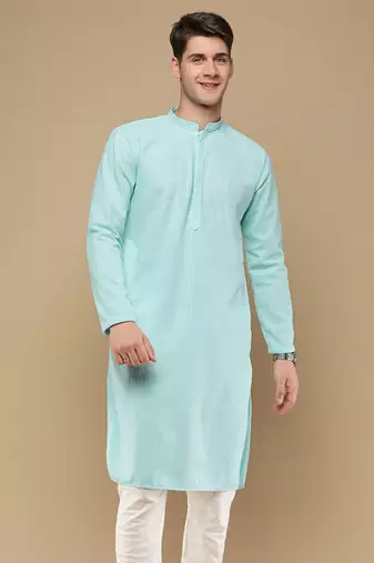 Unleash your style with men's sea green chikankari designer kurta by sanwara