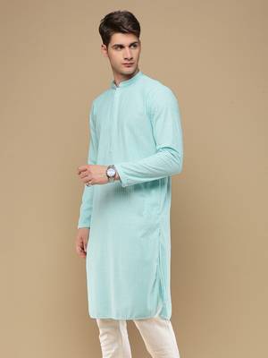 Unleash your style with men's sea green chikankari designer kurta by sanwara 3