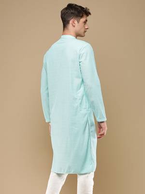 Unleash your style with men's sea green chikankari designer kurta by sanwara 4