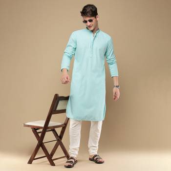 Unleash your style with men's sea green chikankari designer kurta by sanwara 5