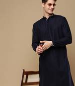 Unleash your style with men's deep blue chikankari designer kurta by sanwara
