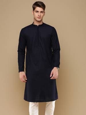 Unleash your style with men's deep blue chikankari designer kurta by sanwara 2