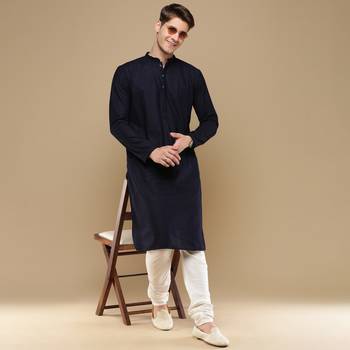 Unleash your style with men's deep blue chikankari designer kurta by sanwara 5
