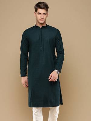 Unleash your style with men's deep green chikankari designer kurta by sanwara 2