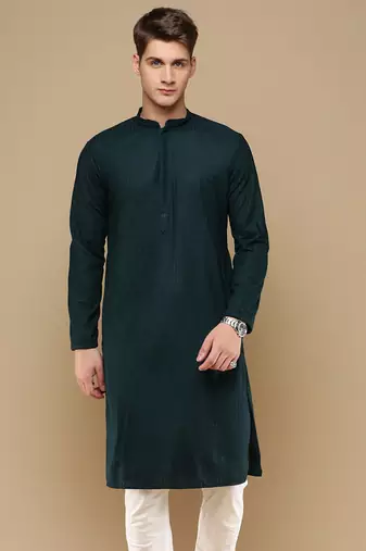 Unleash your style with men's deep green chikankari designer kurta by sanwara