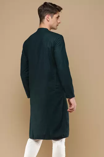 Unleash your style with men's deep green chikankari designer kurta by sanwara