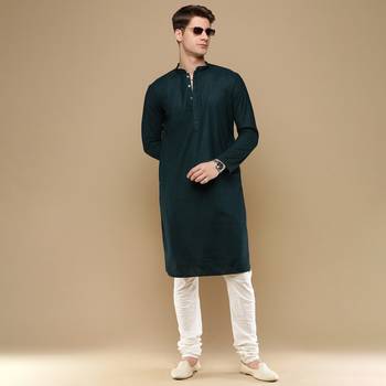 Unleash your style with men's deep green chikankari designer kurta by sanwara 5