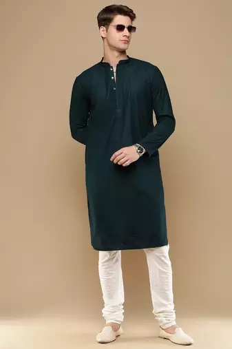 Unleash your style with men's deep green chikankari designer kurta by sanwara