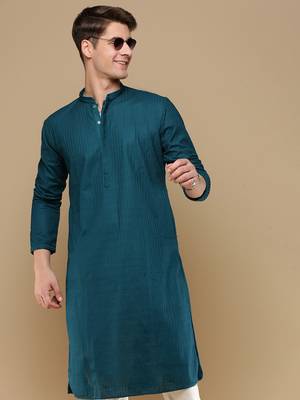 Unleash your style with men's firozi chikankari designer kurta by sanwara 1