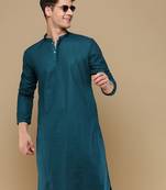 Unleash your style with men's firozi chikankari designer kurta by sanwara