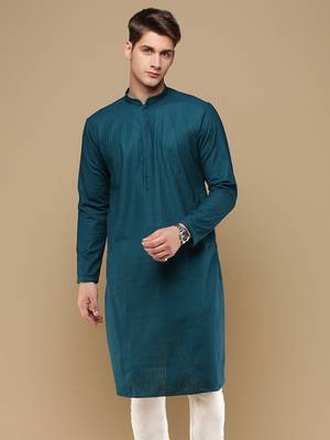 Unleash your style with men's firozi chikankari designer kurta by sanwara 2