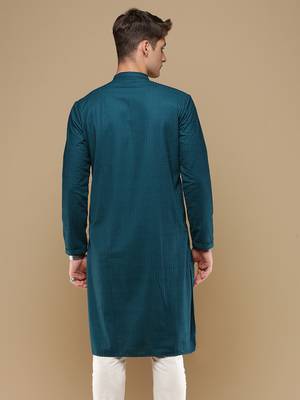 Unleash your style with men's firozi chikankari designer kurta by sanwara 4