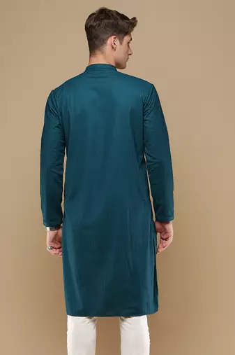 Unleash your style with men's firozi chikankari designer kurta by sanwara