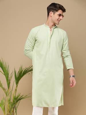 Unleash your style with men's light green chikankari designer kurta by sanwara 1
