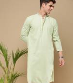 Unleash your style with men's light green chikankari designer kurta by sanwara