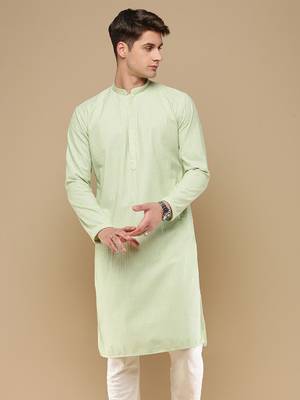 Unleash your style with men's light green chikankari designer kurta by sanwara 2