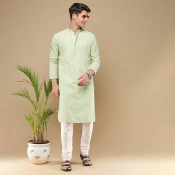 Unleash your style with men's light green chikankari designer kurta by sanwara 5
