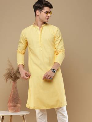 Unleash your style with men's light yellow chikankari designer kurta by sanwara 1