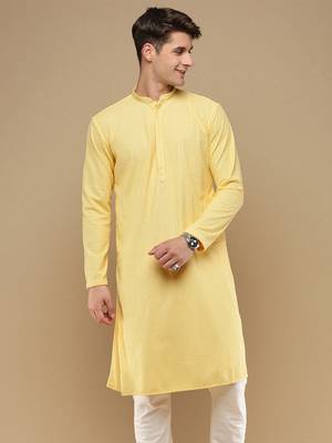 Unleash your style with men's light yellow chikankari designer kurta by sanwara 2