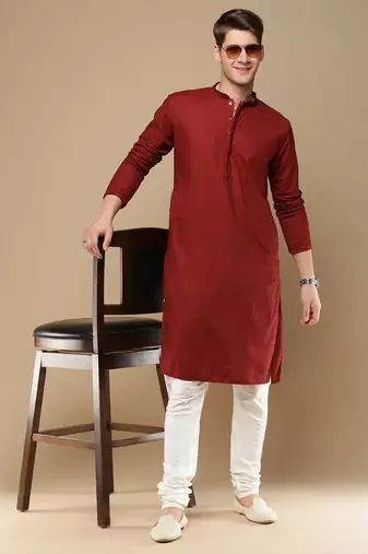 Unleash your style with men's maroon chikankari designer kurta by sanwara