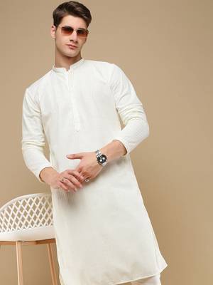 Unleash your style with men's off white chikankari designer kurta by sanwara 1