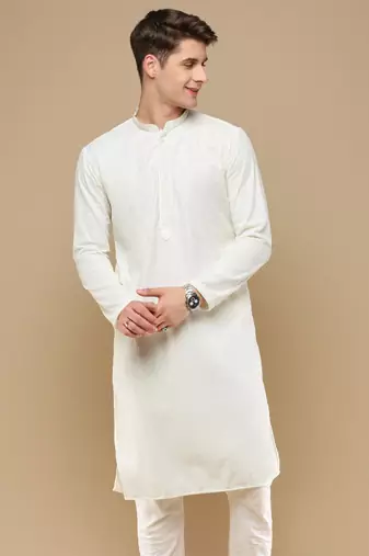Unleash your style with men's off white chikankari designer kurta by sanwara