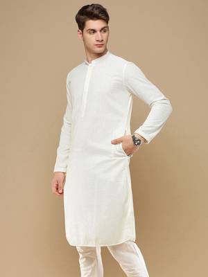 Unleash your style with men's off white chikankari designer kurta by sanwara 3